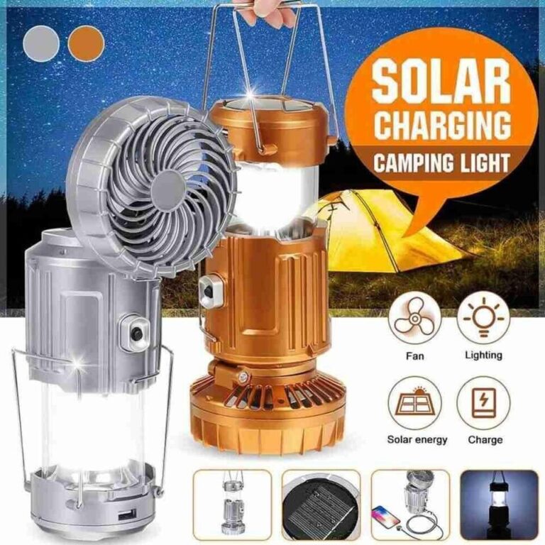 Solar Charging Fan With LED Light & Power Bank